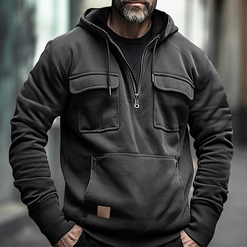 Urbane-TOP Heren hoodies sweatshirt effen kleur lange mouw trui straatjassen casual lente tops sweatshirt M