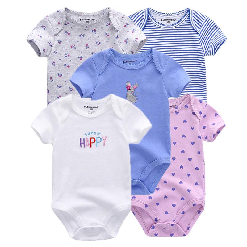 KIDDIEZOOM 5 Stuks Zomer Zachte Katoenen Baby Rompertjes Cartoon Print Baby Jongen Meisje Jumpsuit Kleding 3M