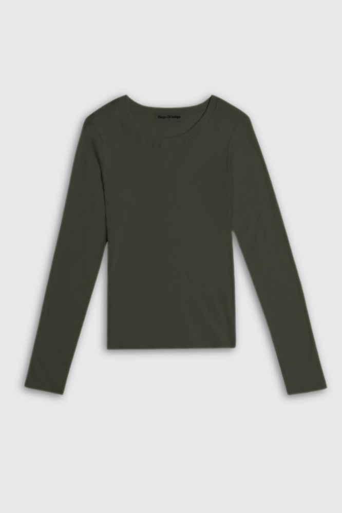 Kings Of Indigo Damen vegan Longsleeve Daigo Torf Dunkelbraun