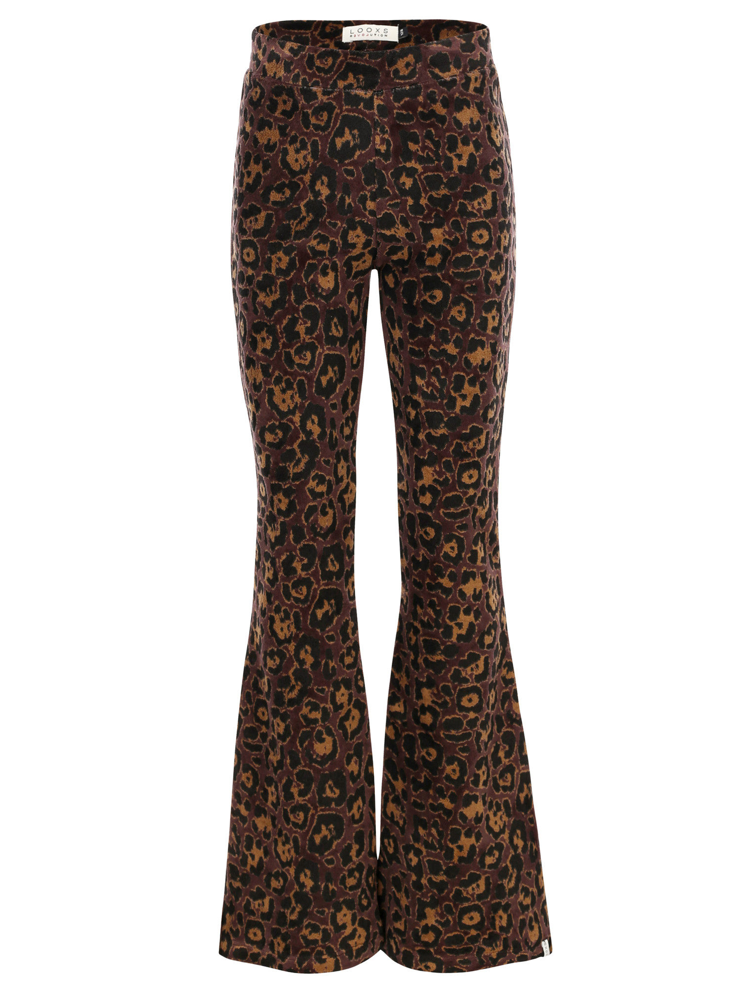 LOOXS Little winter velvet flare broek meisjes - bruin - luipaard