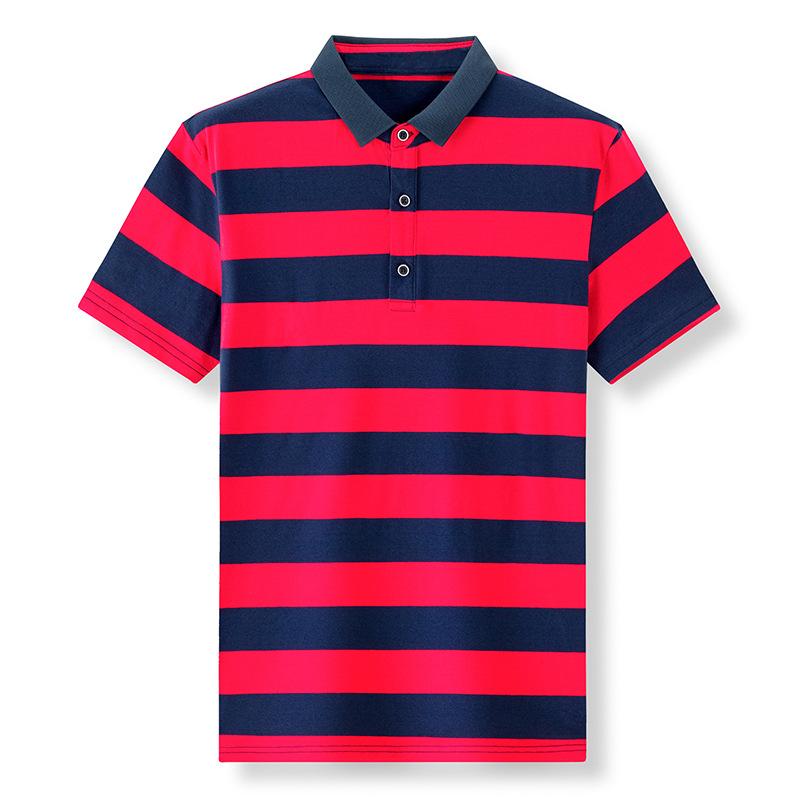 Sha you zi Polo Shirt Losse Kraag Gestreept Heren Korte Mouw Zomer Licht Zakelijk Casual Heren Polo Shirt Bovenkleding XXL