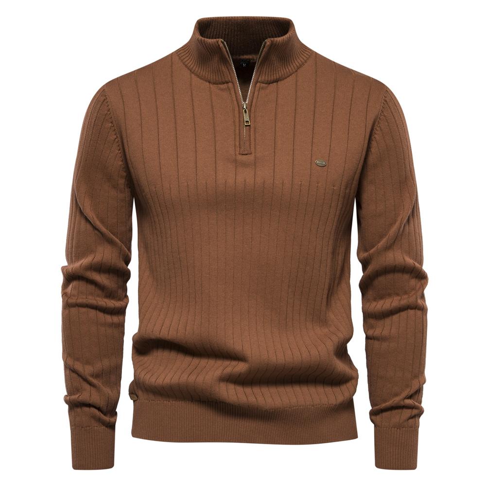 AIOPESON Men Fashion 2023 Nieuwe Herfst Rits Trui Truien voor Mannen Hoge Kwaliteit Warme Winter Stand Kraag Katoenen Gebreide Trui Mannen L 75-85 kg
