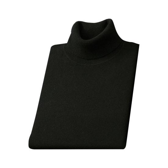 Bohuidadeng Herfst Winter Heren Trui Halfhoge Kraag Gebreid Dik Pluche Voering Elastisch Lange Mouwen Warm Effen Kleur Onderkant Breiwerk Losse Dagelijkse Draag Truien XXXL zwart