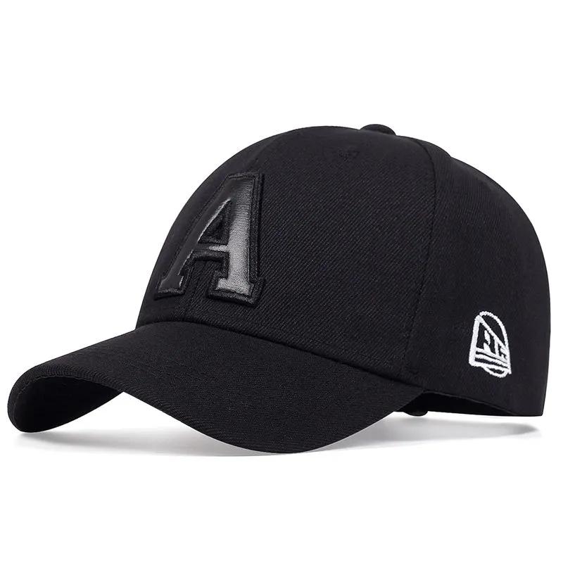 Cap Factory Unisex Letter A PU leren label decoratie honkbalpet mannen en vrouwen buiten zonnebescherming hoed lente en herfst straten hiphop caps golf hoeden zwart