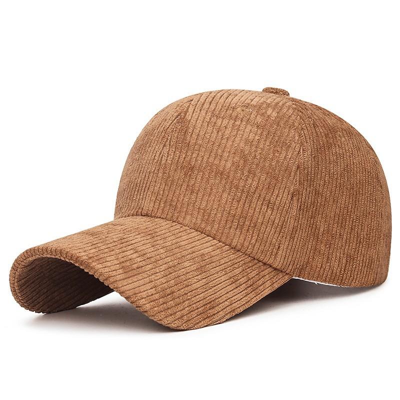 WTEMPO Herfst- en winter corduroy baseballpet voor dames en heren, effen kleur, strakke versie, veelzijdige casual duck tongue pet one size kaki