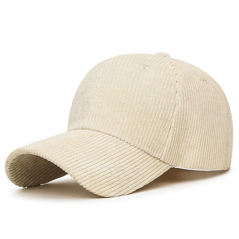WTEMPO Herfst- en winter corduroy baseballpet voor dames en heren, effen kleur, strakke versie, veelzijdige casual duck tongue pet one size beige