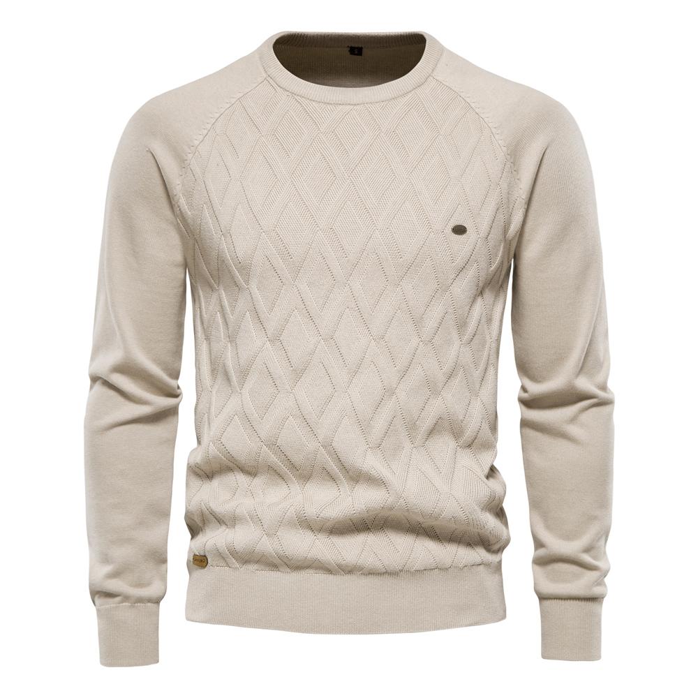AIOPESON Men Fashion AIOPESON Argyle heren Basic Trui Effen Kleur O-hals Gebreide Mannelijke Trui Winter Mode Nieuwe Truien voor Mannen XXL 85-92 kg kaki