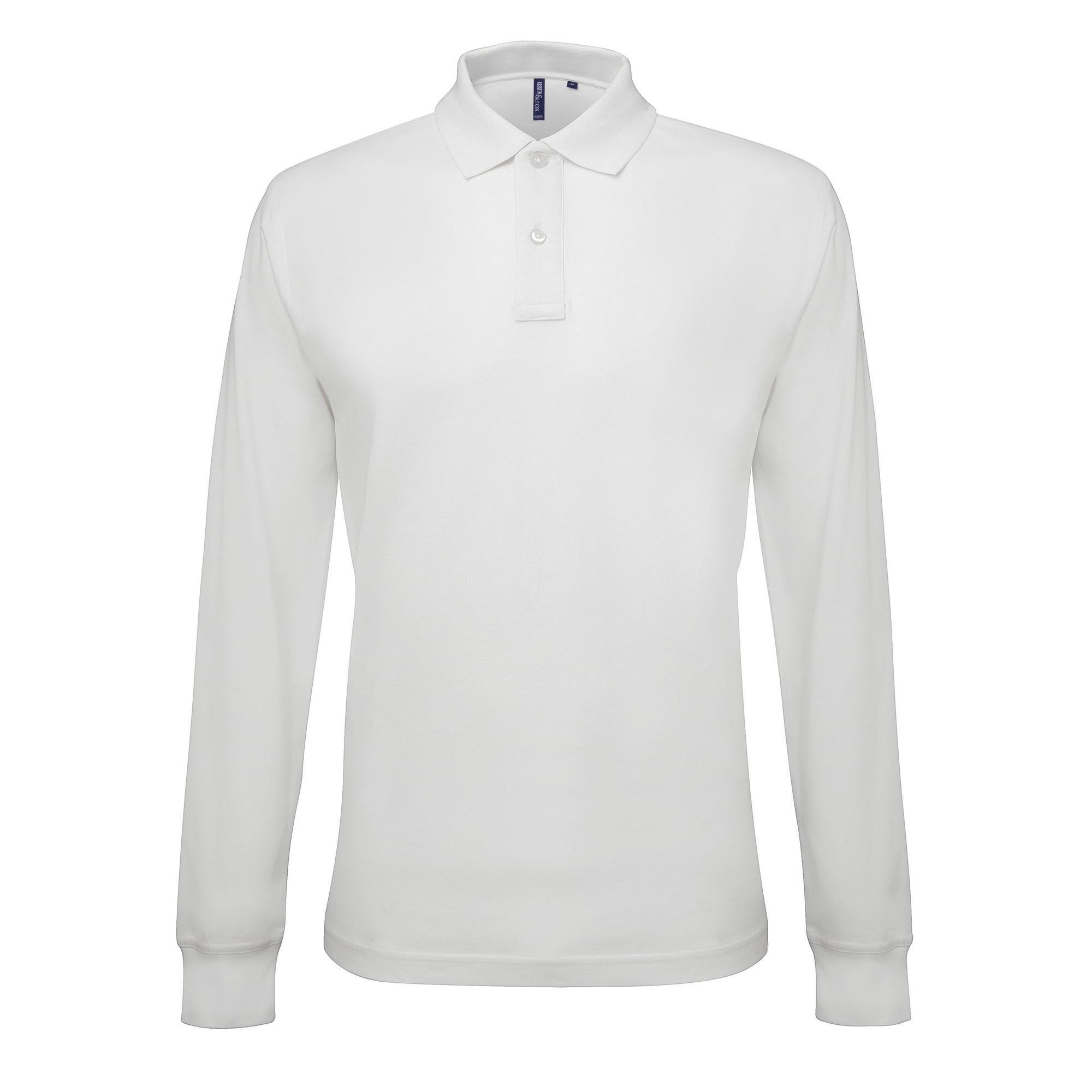 Asquith & Fox Mens Classic Fit Long Sleeved Polo Shirt 2XL wit