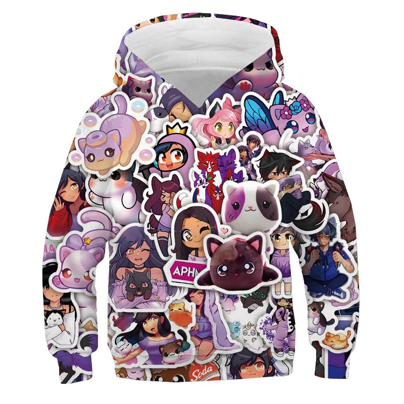 ETST 011 Anime Hoodie Aphmau Merch Hoodies voor meisjes Kawaii Cartoon Sweatshirts Tieners 3D Print Truien Kinderkleding Lente S
