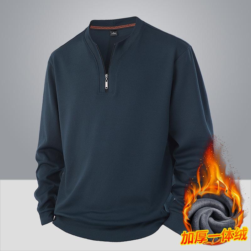 Phoca Largha for Men Men's padded warm fashionable versatile large size heavyweight sweater soft quality fabric round neck design loose casual sports long sleeve 3XL