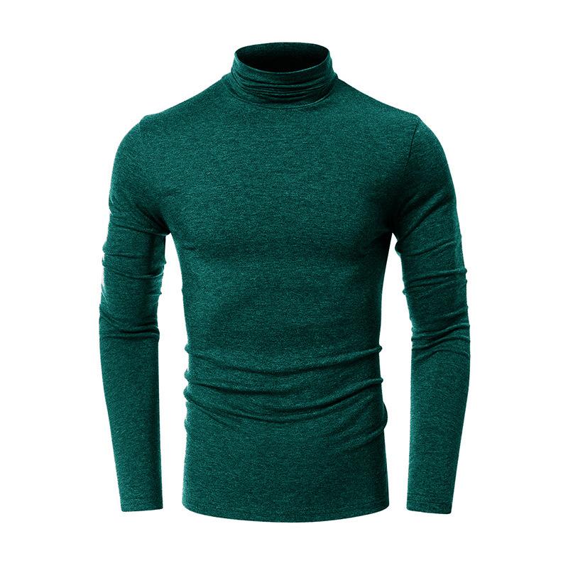 LAKER CC Herfst- en winteronderhemd voor heren met hoge hals, T-shirt met lange mouwen, effen kleur S groen