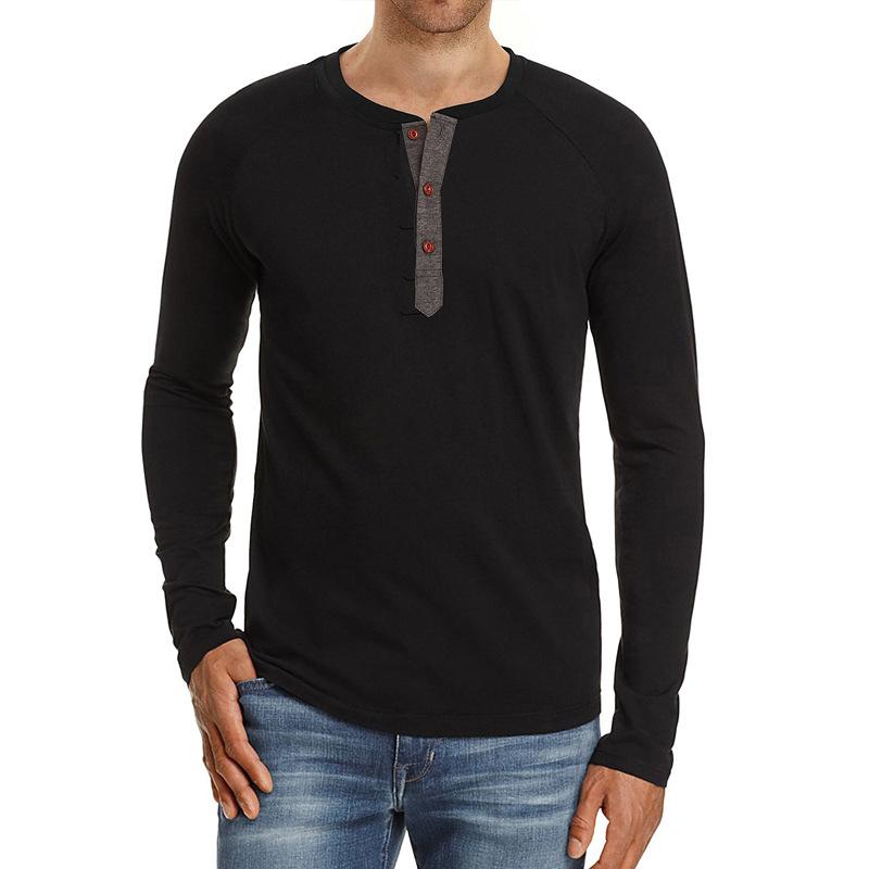 LAKER CC Herenoverhemd met lange mouwen, effen, casual onderhemd, slim-fit heren-T-shirt met ronde hals XXL
