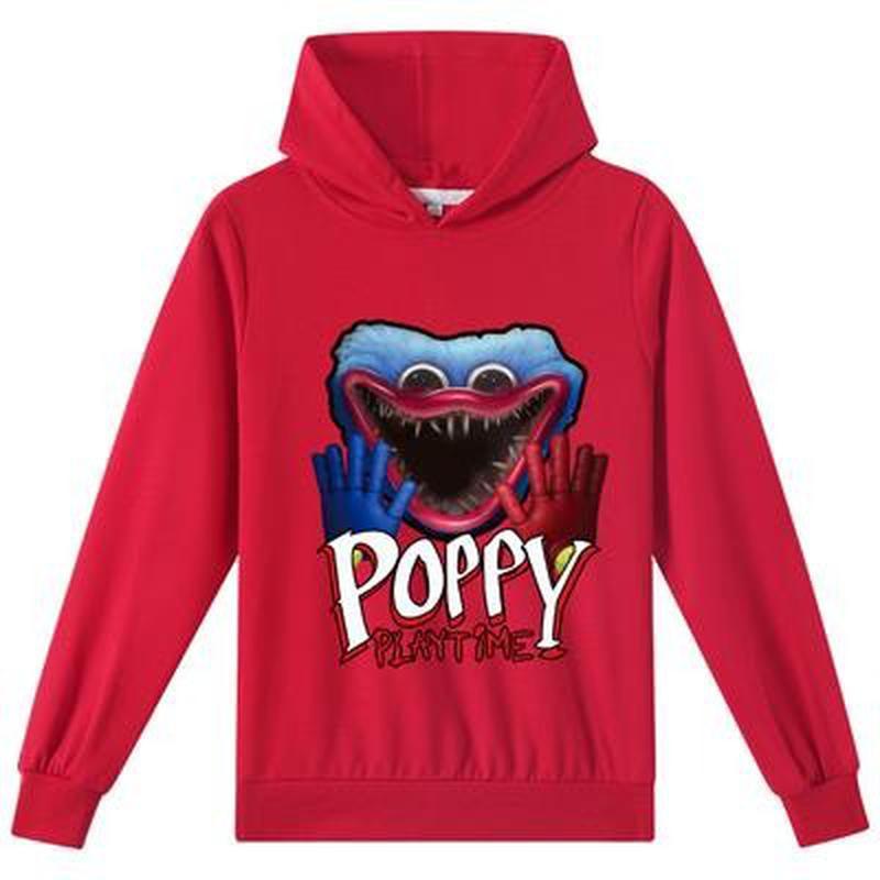 Youjilao Kids 3D Hoodie Huggy Wuggy Pullover Poppy Speeltijd Kinderen Dunne Lentetrui DAR 130cm rood
