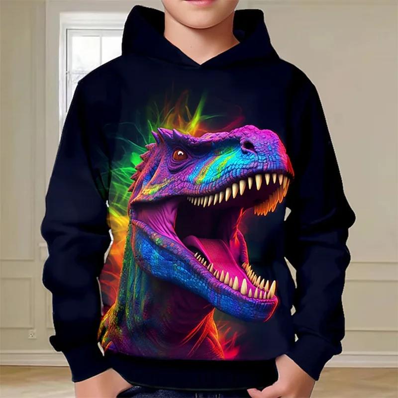 ETST WENDY 012 Lente Herfst Jongens Hoodie Pullover 3D Dinosaurus Print Mode Straat Verblindend Coole Kinderkleding Casual Lange Mouw Hoodies Tops 100CM