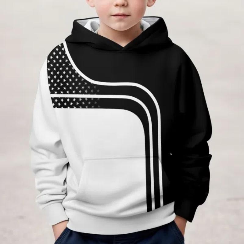 ETST 012 Lente en herfst nieuwe kinderkleding ster 3D-geprinte lange mouwen capuchontrui jongens casual ademende sportkleding 140CM