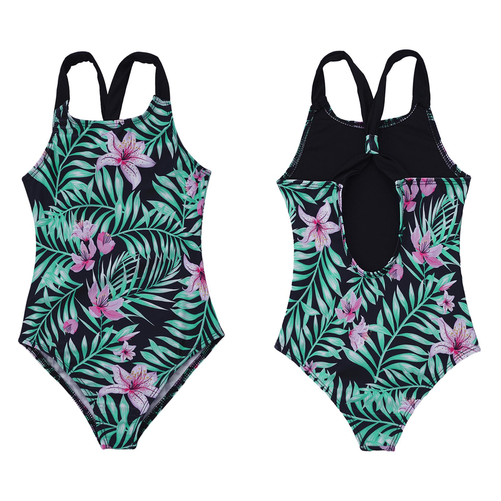 IEFiEL 2 Meisjesbadpak Zomer Braziliaanse strandbadpakken Draag schouderbandjes Eendelige badpakken voor kinderen Meisjesbadkleding 11-12 Years groen/zwart