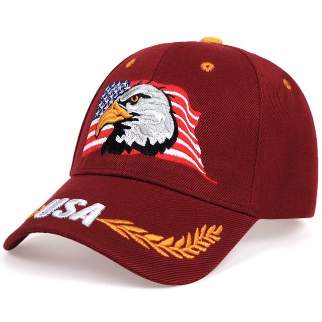 XBHBEAUTY Heren Baseball Cap Mode Snapback Caps Voor Vrouwen Patriottisch Borduren Amerikaanse Adelaar En Vlag Usa Vader Hoed Trucker hoeden Gorras wijnrode kleur