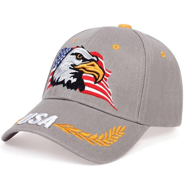 XBHBEAUTY Heren Baseball Cap Mode Snapback Caps Voor Vrouwen Patriottisch Borduren Amerikaanse Adelaar En Vlag Usa Vader Hoed Trucker hoeden Gorras grijze kleur