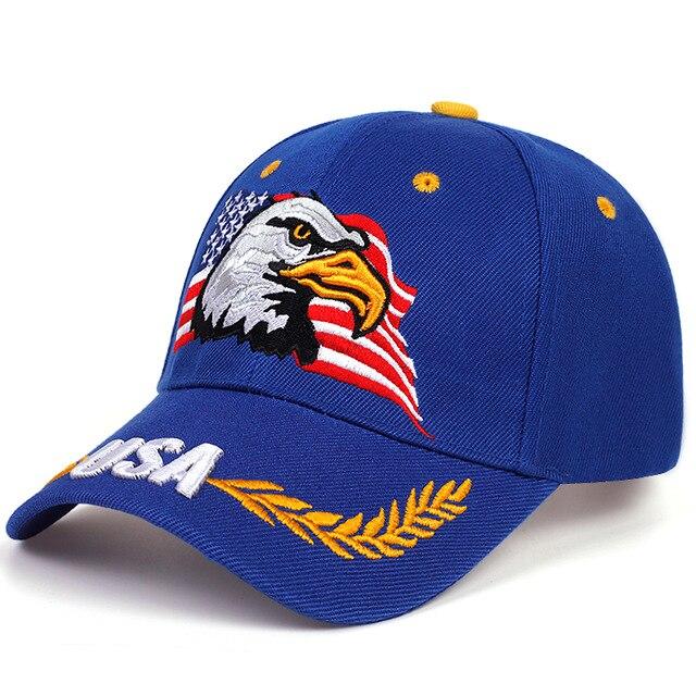 XBHBEAUTY Heren Baseball Cap Mode Snapback Caps Voor Vrouwen Patriottisch Borduren Amerikaanse Adelaar En Vlag Usa Vader Hoed Trucker hoeden Gorras blauw