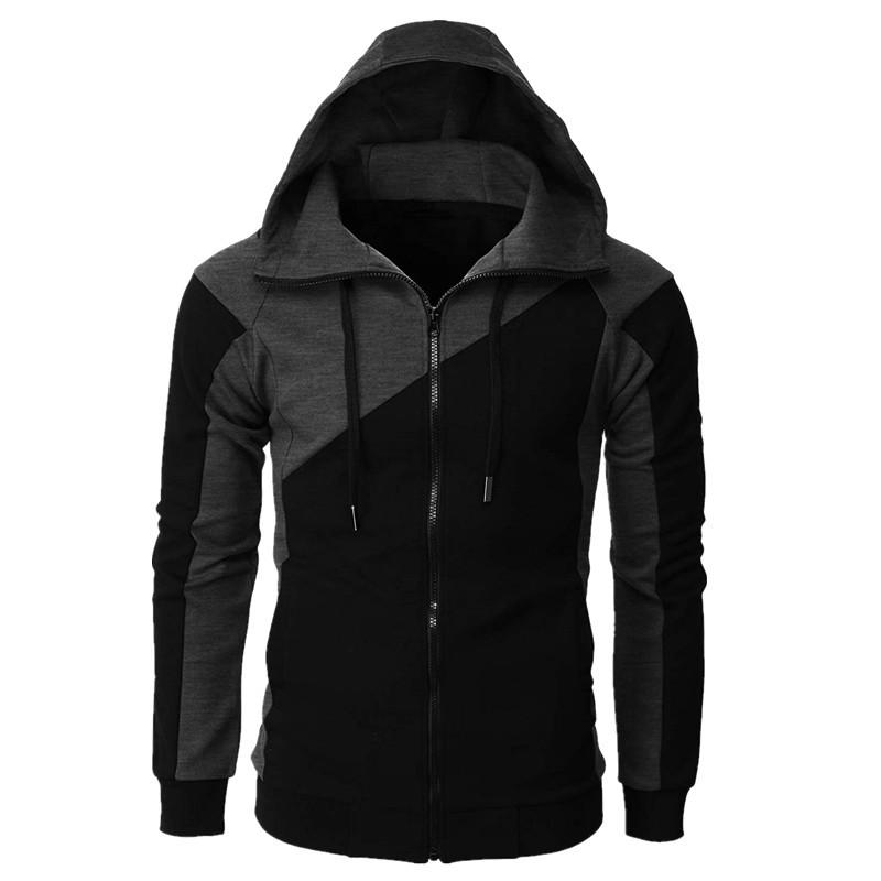 FEGKZLI Specialty Herensweater met capuchon Kleurenblok Capuchon Basic Hoodies Sweatshirts Lange mouw Wit Zwart Wijn Rits M zwart