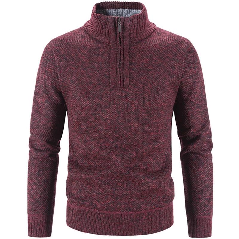 King Billion Winter Heren Fleece Dikkere Trui Halve Rits Coltrui Warme Trui Kwaliteit Mannelijke Slanke Gebreide Wollen Truien L wijn
