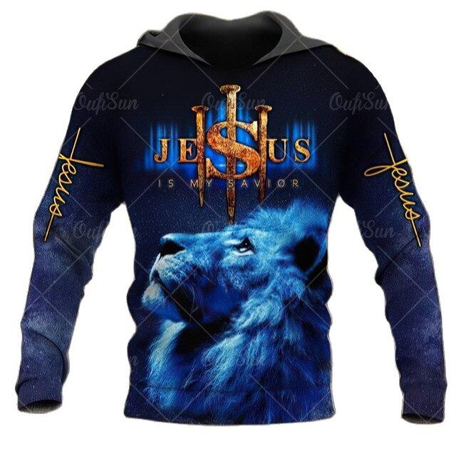 Factory Outlet Clothing 3D Print Leeuw Jezus Grafische Mannen Hoodie Lente/Herfst Mode Veelzijdig Sweatshirt Mannelijke Oversized Harajuku Lange Mouw Trui XL