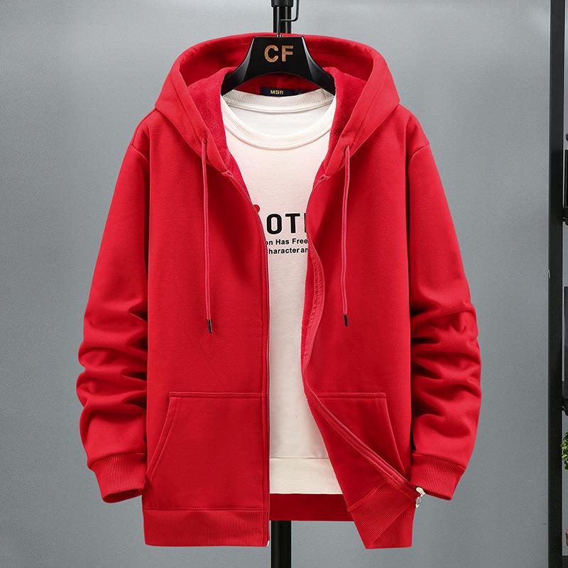 MY OWN STYLE Plus Size Hoodie Heren Herfst Winter Fleece Hoodies Effen Kleur Jas Hoodies Big Size 10XL XXXL rood