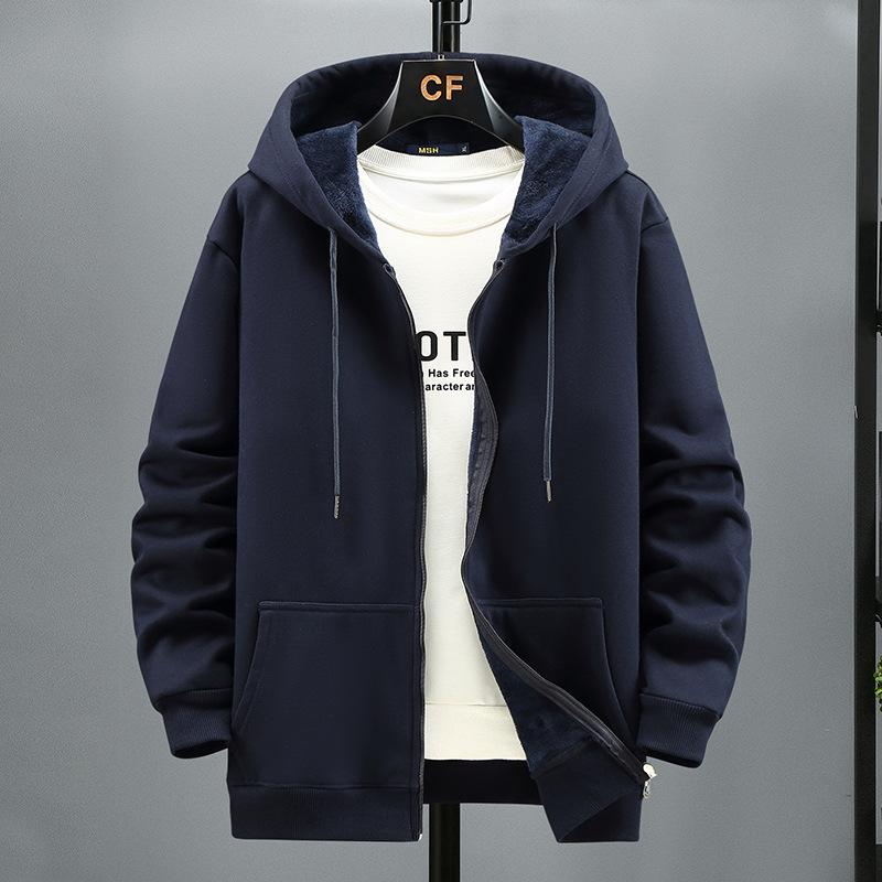 MY OWN STYLE Plus Size Hoodie Heren Herfst Winter Fleece Hoodies Effen Kleur Jas Hoodies Big Size 10XL XL marineblauwe kleur