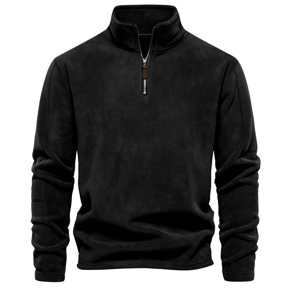 Lucky Black Cat Thicken Warm Fleece Jacket for Men Zipper Neck Pullover Men's Sweatshirt Soft Shell Men's Jacket M zwart