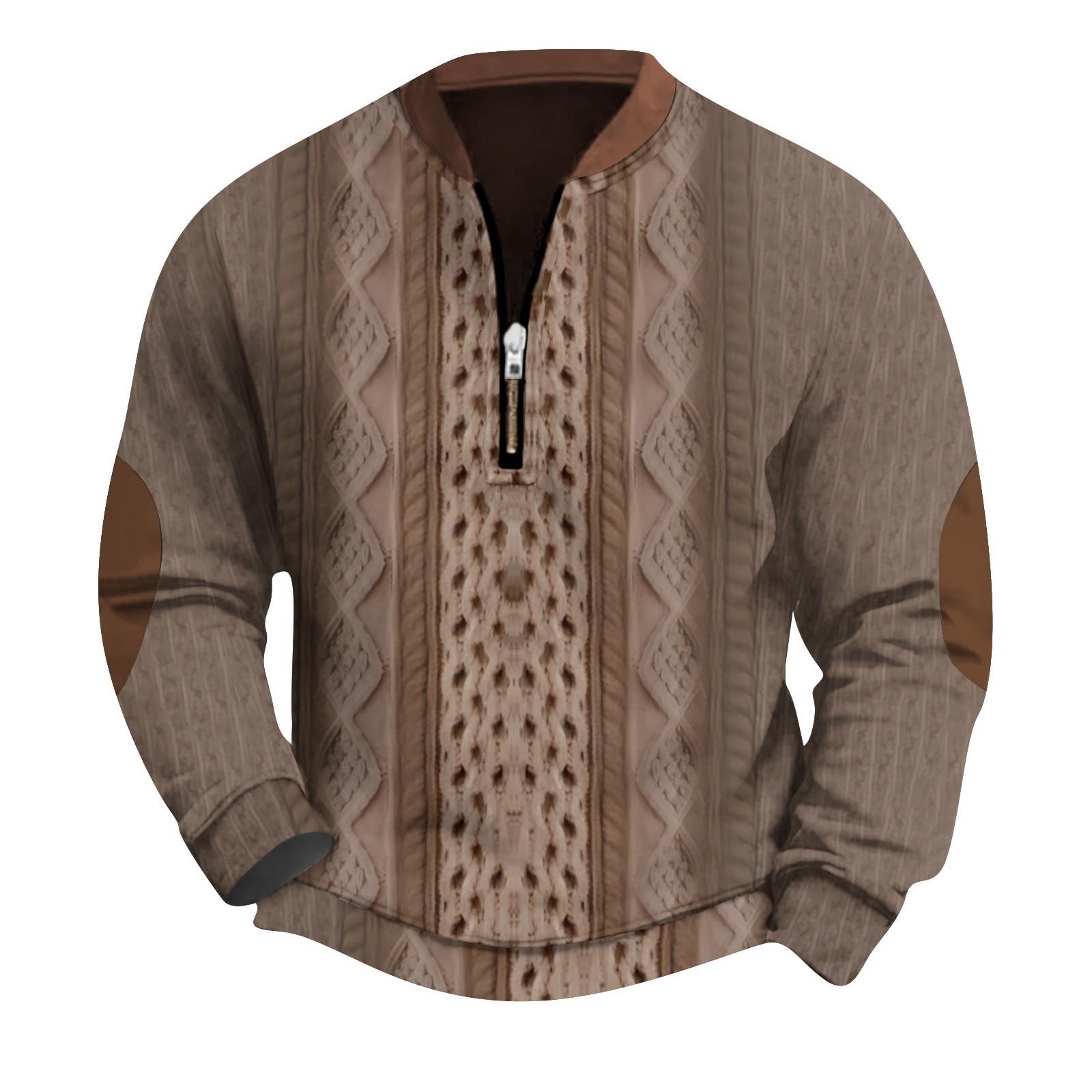 Xingben Four Heren Retro Casual Gradient Bedrukt Sweatshirt XXXL koffie