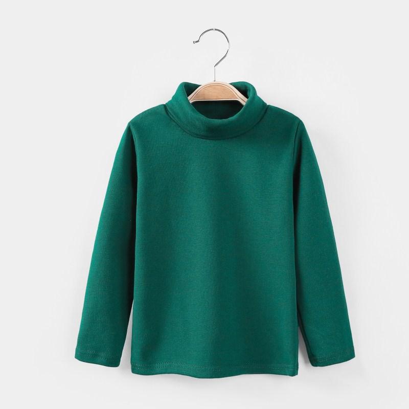 Ping Fun Meisjes Onderkant Shirt Halfhoge Kraag Pullover Tops Kinderen Effen Kleur Shirt 130 groen