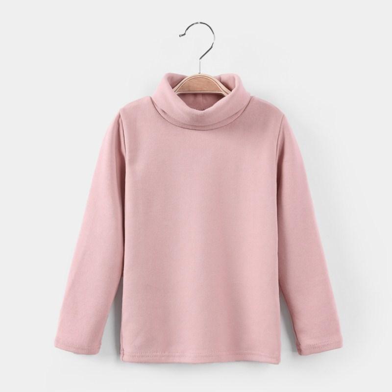 Ping Fun Meisjes Onderkant Shirt Halfhoge Kraag Pullover Tops Kinderen Effen Kleur Shirt 130 roze