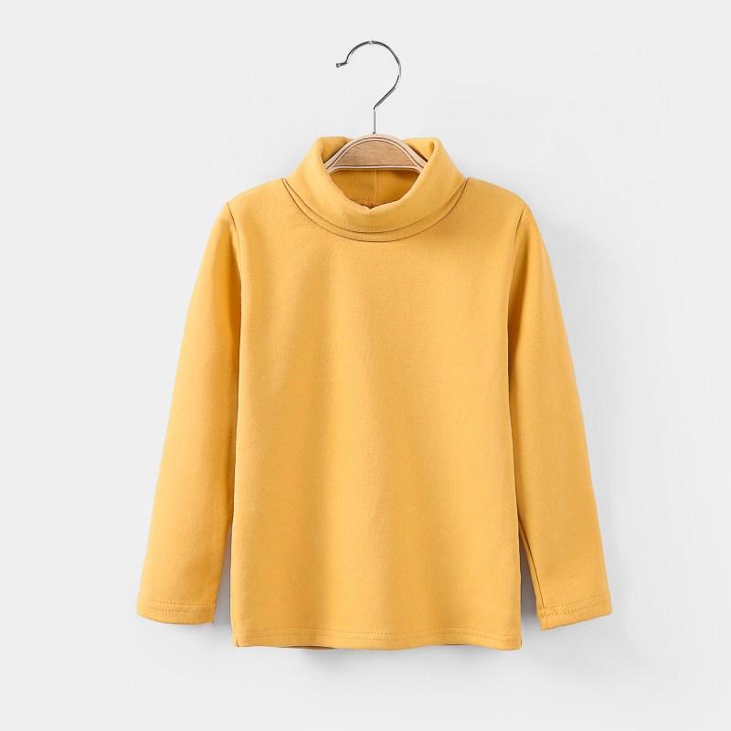 Ping Fun Meisjes Onderkant Shirt Halfhoge Kraag Pullover Tops Kinderen Effen Kleur Shirt 130 geel