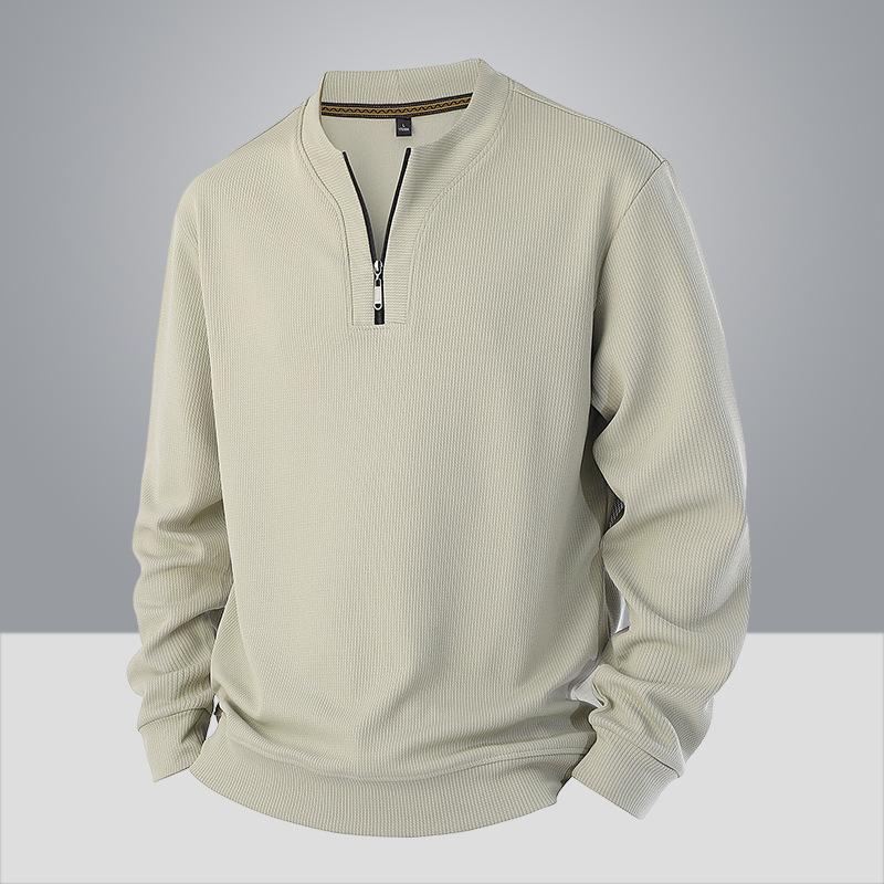 Phoca Largha for Men Men's Large Size Half Zipper Sweatshirt -Soft and high quality fabric round neck design loose casual sports long sleeve 9XL beige