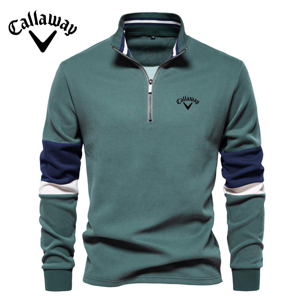 Lixin12 Callaway 2025 New Embroidered Autumn Long Sleeve Polo Collar Hoodie Trendy European Size Contrasting Color Men's High Quality Hoodie L