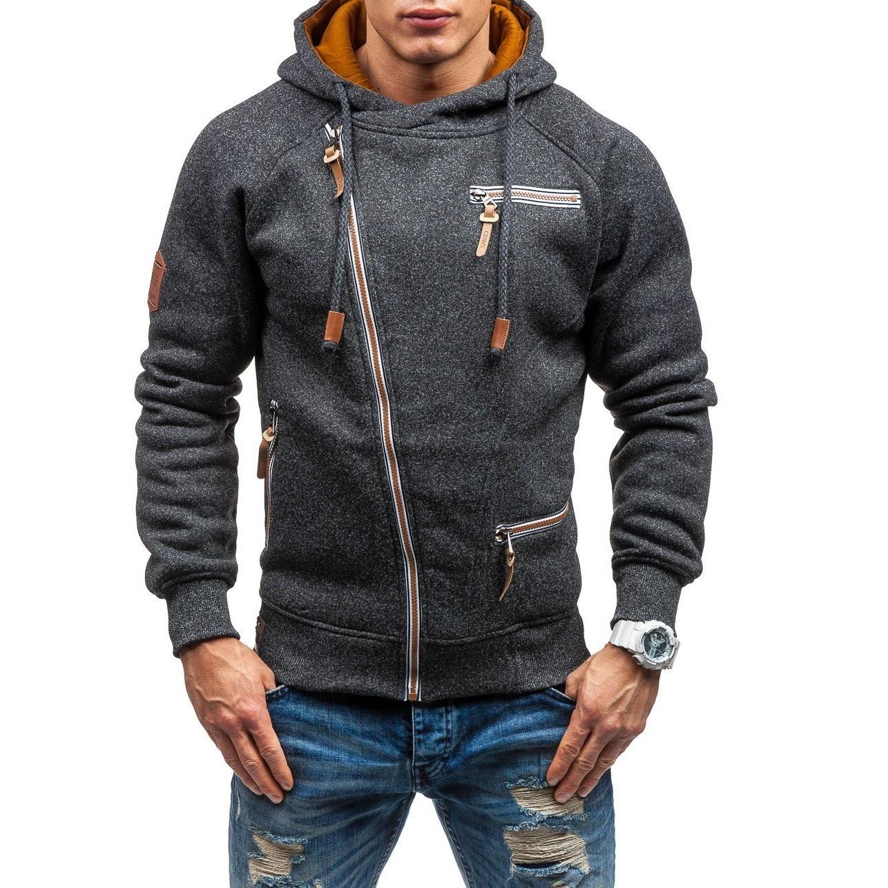 LAKER CC Heren trui met capuchon, modekleding, ritssluiting aan de zijkant, casual tops, mannelijk sweatshirt XS
