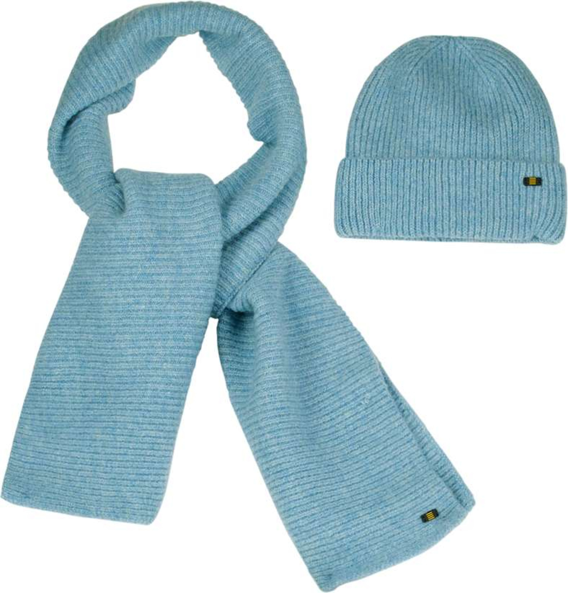 No Excess Beenie + scarf rib knit set dusty blue
