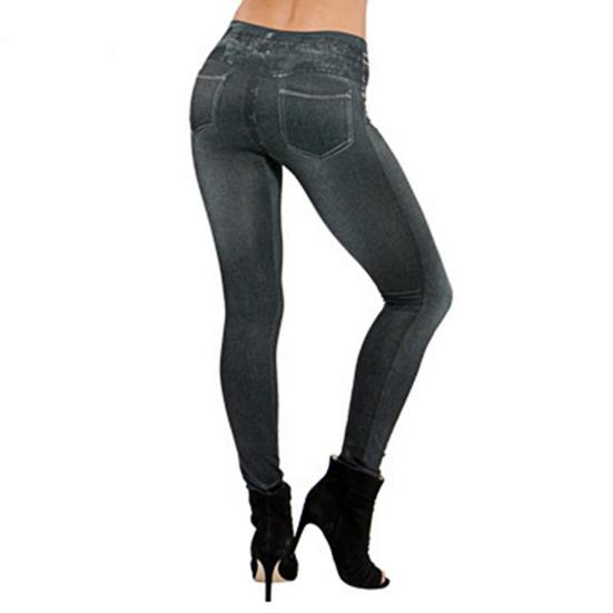 Candy Girl Dames hoge taille slanke denim print stretch potloodbroek jeans 2XL zwart
