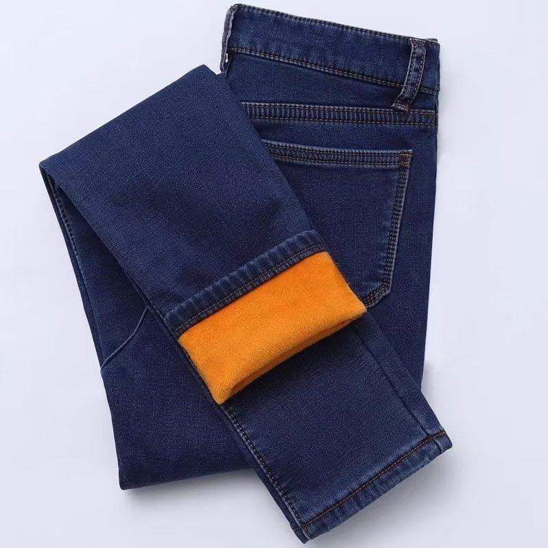 MILU Vrouwen Dikke Fluwelen Jeans Fleece Warme Koreaanse Mode Hoge Taille Skinny Elastische Broek Jean Casual Legging Winter XL