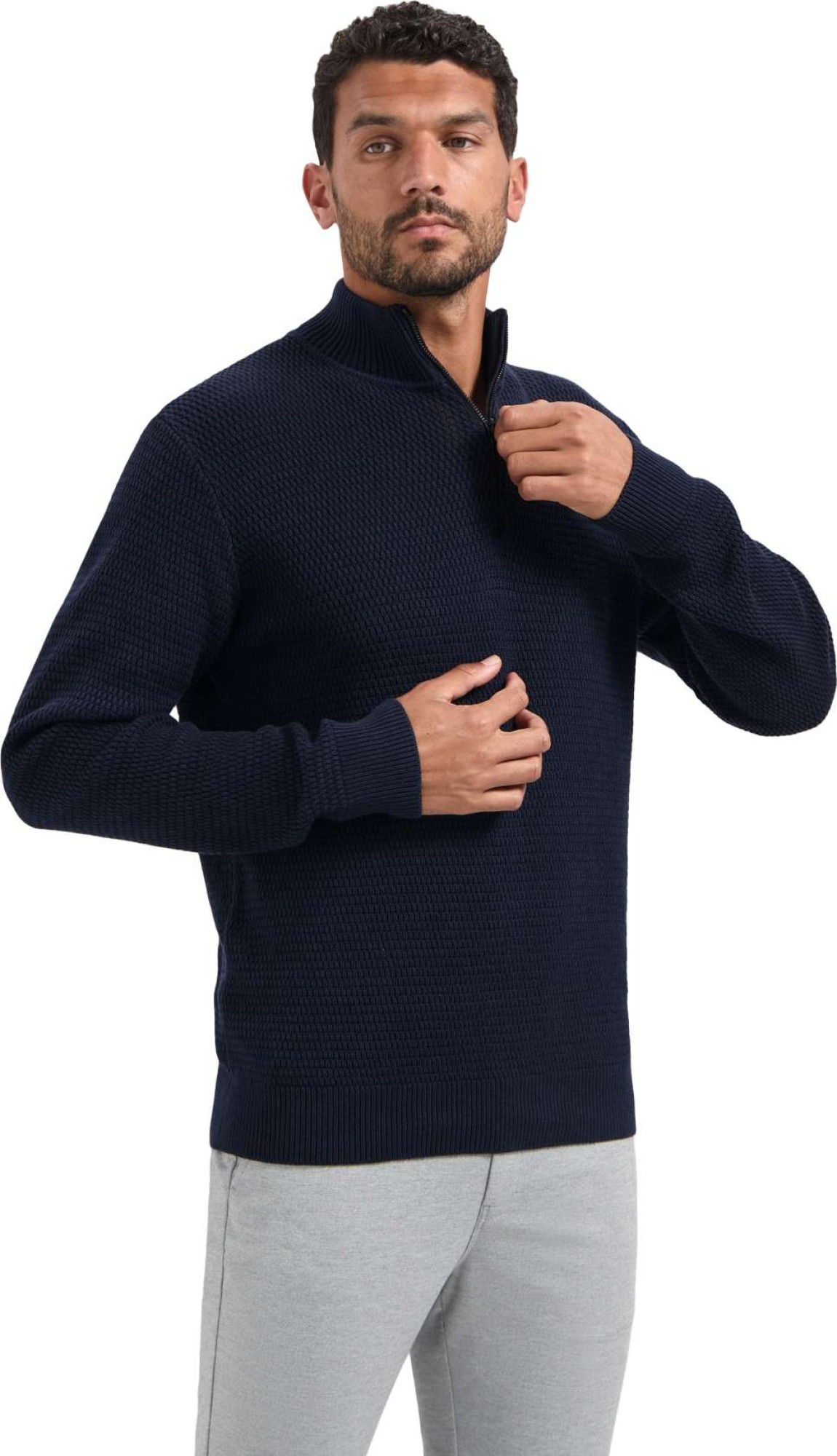 No Excess Pullover half zipper 2 coloured mel night