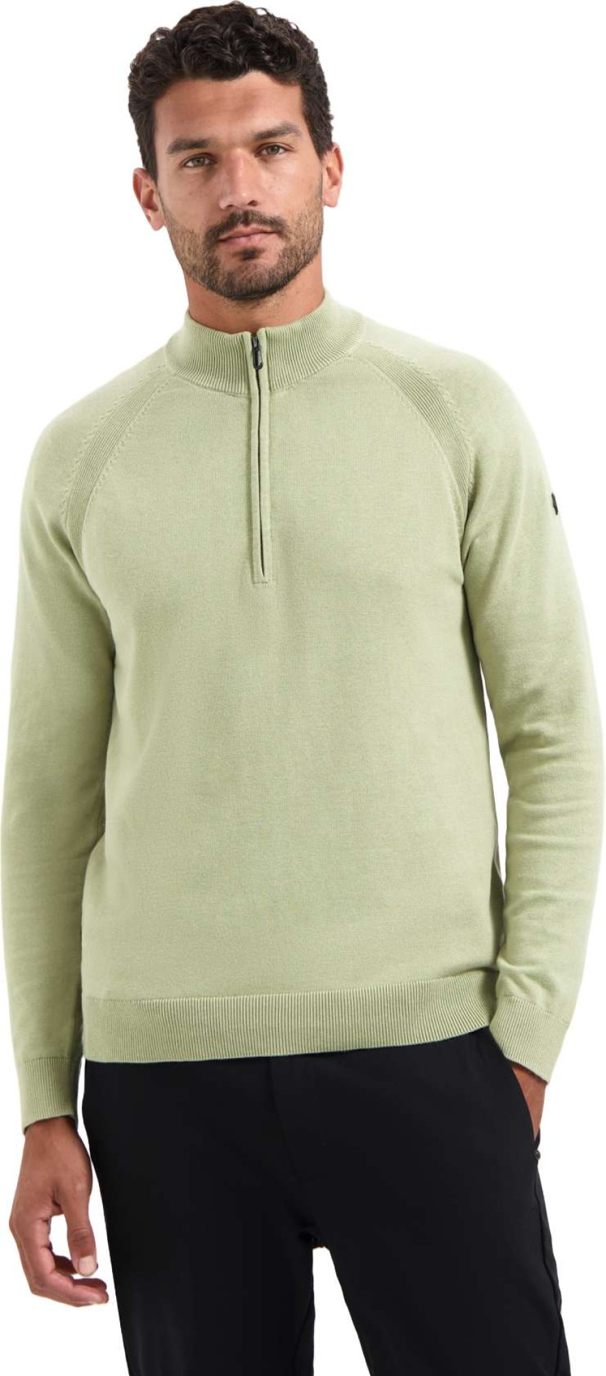 No Excess Pullover half zip high collar solid light moss
