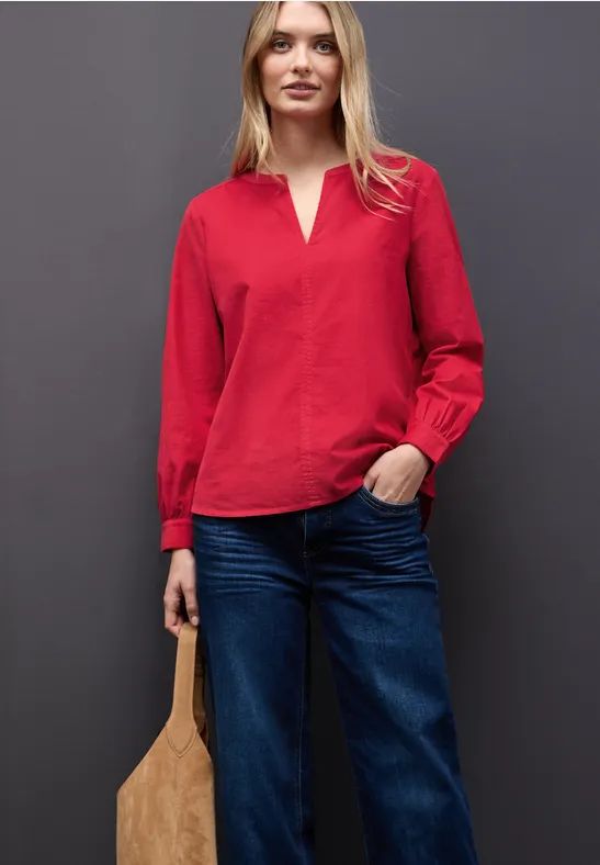 Street One Corduroy blouse in effen kleur