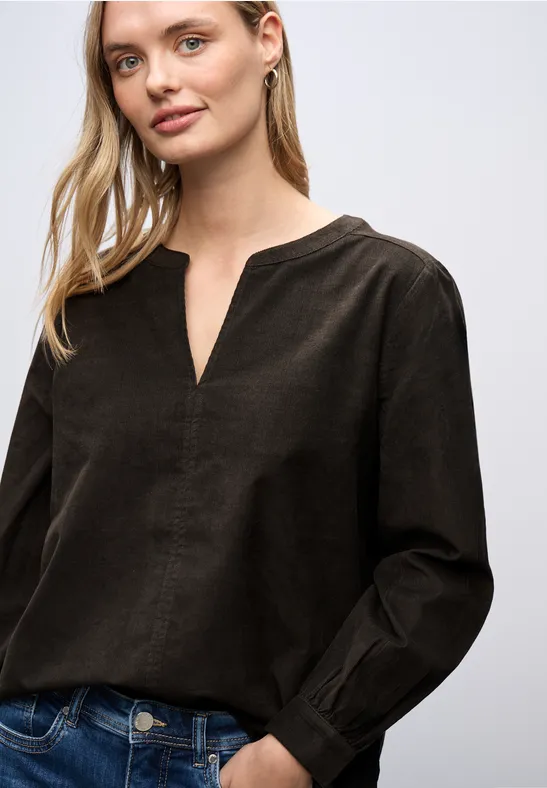 Street One Corduroy blouse in effen kleur