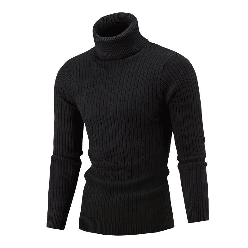 Danmo Herensweater met hoge kraag Herfst- en wintermode Warme gebreide coltrui voor heren met lange mouwen Warme truien M