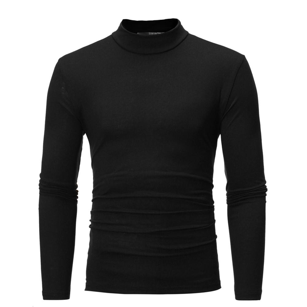 SSSN MEN Clothing Heren Lange Mouw Winter Effen Kleur Turtleneck Mannelijke Casual Regular-Fit Tops Blouse 3XL zwart
