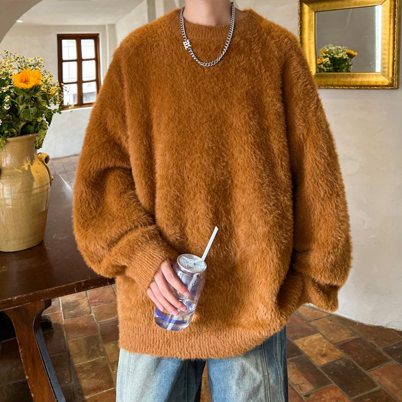 Big Thumb 2024 Nieuwe herfst heren ronde hals dikke trui heren pure nerts kasjmier heren o-hals trui heren gebreide trui winter warme trui L koffie