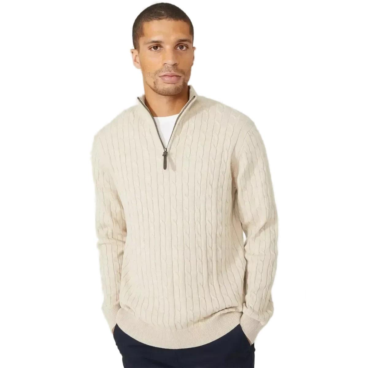 Pertemba FR - Apparel Maine heren kabelkatoenen trui met halve rits M