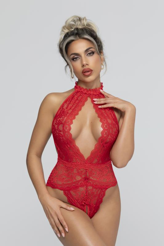 Christine  Open Crotch Body Eleonora - Rood