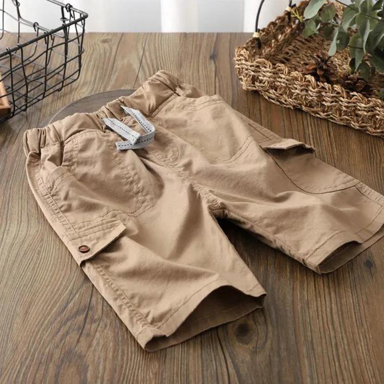WTEMPO Jongens Zomer Werkkleding Shorts Dunne Middelbare Kinderen Vijfpuntsbroek Katoenen Casual Shorts 140 kaki