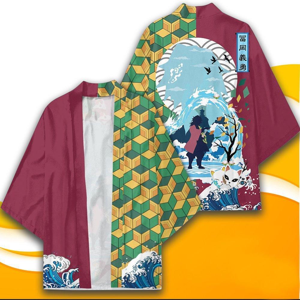 Clothing 02 Anime Kimono Demon Slayer Kimetsu geen Yaiba Japan Mantel Kimono Haori Yukata Cosplay Shirt Jas Vrouwen Mannen Zomer Kleding L